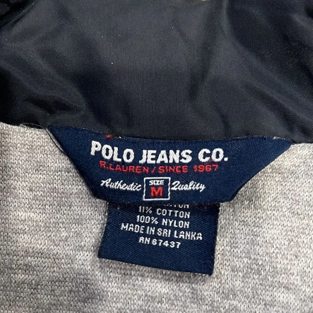 Vtg Polo Jeans Co fleece lined Windbreaker Jacket Size M spell out on back EUC